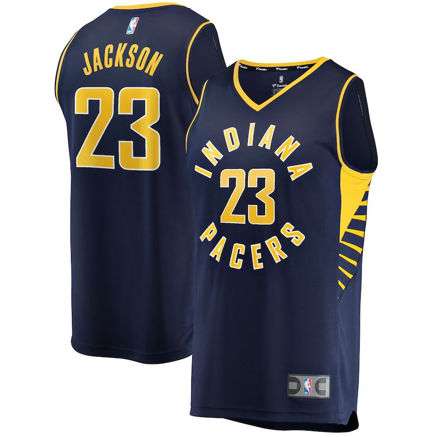 Men Indiana Pacers 23 Isaiah Jackson Fanatics Branded Navy Fast Break Replica NBA Jersey